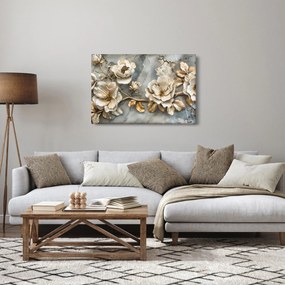 Obraz - Mramorové pozadie s kvetmi (90x60 cm)