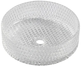 Sapho Sapho, MARAGUA gravírované sklenené umývadlo na dosku Ø 39,5 cm, číre sklo, TY214CL