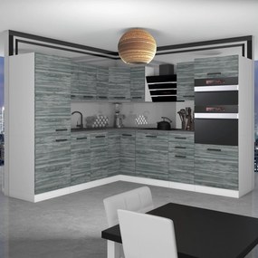 Kuchynská linka Belini Premium Full Version 480 cm šedý antracit Glamour Wood s pracovnou doskou STACY