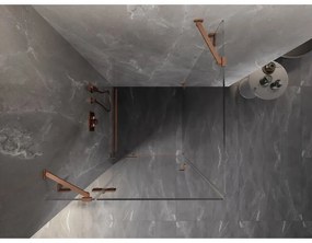Mexen Lunar, výklopný sprchový kút ľavý 80 x 80 cm, 8mm číre sklo, profil medená matná, 834-080-080-65-00-L
