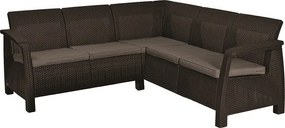 Rohová sofa CORFU RELAX - hnedá + sivohnedé podušky