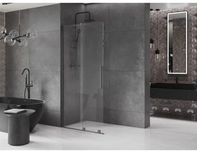 Mexen Velar, sprchová zástena s posuvnými dverami Walk-in 110 x 200 cm, 8mm číre sklo, brúsený grafit, 871-110-000-03-95