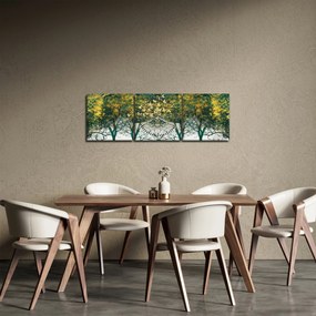 Obraz - Jelene v zelenom lese (s hodinami) (90x30 cm)