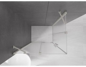 Mexen Velar Duo, sprchový kút s posuvnými dverami 90 x 80 cm, 8mm sklo námraza, brúsená oceľ, 871-090-080-32-97