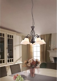 Tmavohnedé závesné svietidlo so skleneným tienidlom ø 60 cm Rustica – Trio