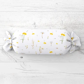 Biante Vankúš valec bonbon Sandra SA-497 Žlté bylinky na bielom 15x60 cm