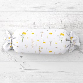 Biante Vankúš valec bonbon Sandra SA-497 Žlté bylinky na bielom 15x40 cm