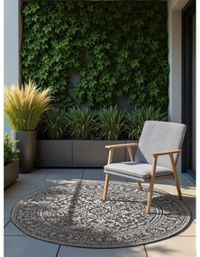 Čierno-biely okrúhly vnútorný a vonkajší koberec ø 160 cm Duet Kona – NORTHRUGS