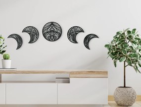 drevko Viacdielna mandala na stenu Mesiac Rozmer obrazu: 19,5 x 65 cm, Farba dekorácie: Čierna