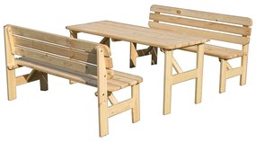 Drevená záhradná lavica v prírodnej farbe Viking – Rojaplast