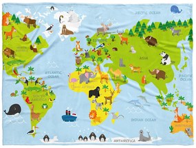 BedTex Detská deka Mapa Zvierat, 150 x 200 cm