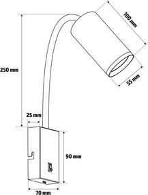 Brilagi - Flexibilné nástenné svietidlo SELE 1xGU10/30W/230V biele/dubový dekor