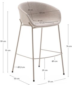 Béžová barová stolička (výška sedadla 75 cm) Yvette – Kave Home