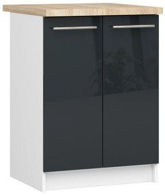Dolná kuchynská skrinka Ozara S60 2D (biela + grafit lesk). Vlastná spoľahlivá doprava až k Vám domov. 1071113