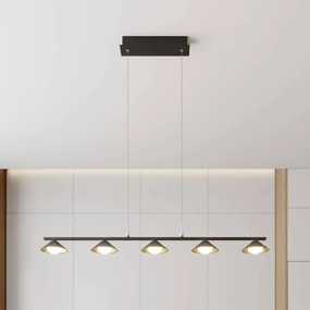 Lucande Kianos závesná LED lampa čierna, 5 sv.