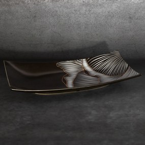 DEKORAČNÝ KERAMICKÝ TANIER LIMITED COLLECTION PEONIA 41X21 CM ČIERNA