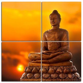 Obraz na plátne - Buddha a západ slnka - štvorec 359D (100x100 cm)
