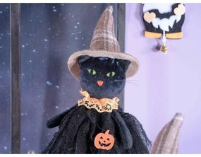 Halloweenska dekorácia Čierna mačka 22 cm