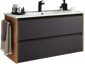 XXXLutz SKRINKA S UMÝVADLOM, čierna, farba duba, 101 cm Sadena - Kúpeľňové skrinky - 001864012302