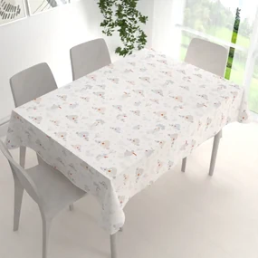 Biante Detský bavlnený obdĺžnikový obrus Sandra SA-614 Veselé vtáčiky na bielom 140x200 cm