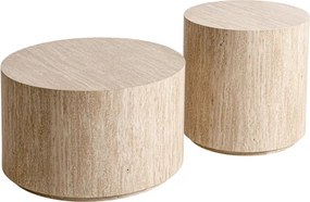 Kombinácia okrúhlych konferenčných stolíkov Novula 60 a 45 cm - travertín