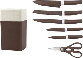 Haus Roland Sada kuchynských nožov so stojanom, 7 ks, hnedá