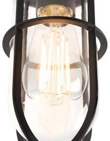 Rustikálne vonkajšie stropné svietidlo čierne so sklom IP44 - Elza