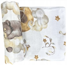 Vulpi Mušelínová zavinovacia plienka 120x120 béžová-zvieratká