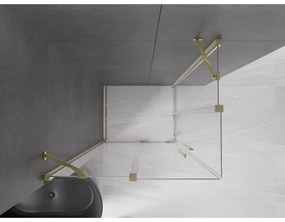 Mexen Velar Duo, sprchový kút s posuvnými dverami 90(dvere) x 80(dvere) cm, 8mm číre sklo, zlatý lesklý profil, 871-090-080-02-50