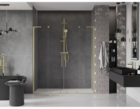 Mexen Velar L Duo, posuvné sprchové dvere do otvoru 170 cm, 8mm číre sklo, zlatá matná, 871-170-003-02-55