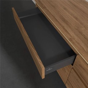 VILLEROY &amp; BOCH Legato závesná skrinka pod umývadlo na dosku (umývadlo vpravo), 4 zásuvky, 1600 x 500 x 550 mm, Oak Kansas, B59800RH