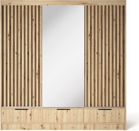 Šatní skříň Voodi se zrcadlem 180 cm dub Artisan