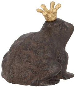 Záhradná liatinová figúrka Prince Frog, 11,5x13 cm, hnedá