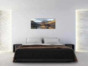 Obraz - Hory pri jazere (120x50 cm)