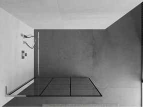 Mexen Kioto L, sprchová zástena Walk-In 100 x 200 cm, 8mm číre sklo čierny vzor, chrómový profil, 800-100-103-01-77