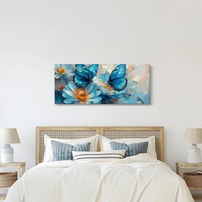 Obraz - Modrí motýle (120x50 cm)