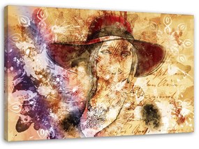Gario Obraz na plátne Žena s červeným klobúkom Rozmery: 60 x 40 cm