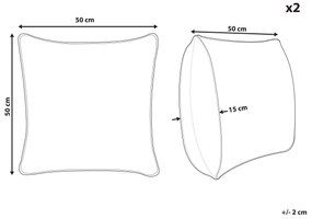 Sada 2 bavlnených vankúšov so vzorom 50 x 50 cm medená OUJDA Beliani