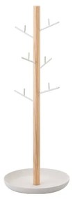 Biely stojanček na šperky s detailom z bukového dreva YAMAZAKI Tosca Branch