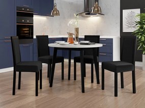 Jedálenský stôl so 4 stoličkami AL01, Morenie: biela - L, Poťahové látky: Hygge D91, Farby nožičiek: čierna