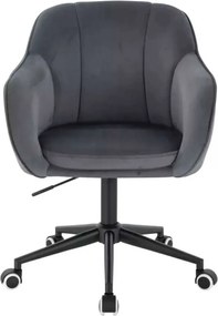 LuxuryForm DESIGN Stolička AVOLA VELUR na čiernej podstave s kolieskami - tmavo šedá