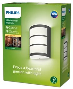 Philips 8719514417595 Nástenné svietidlo Philips PYTHON LED 6W, 450lm, 2700K, IP44, antracitová