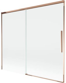 Mexen Rox, 2-krídlová posuvná vaňová zástena 180 x 150 cm, 8mm číre sklo, ružové zlato profil, 8C9-180-001-60-00