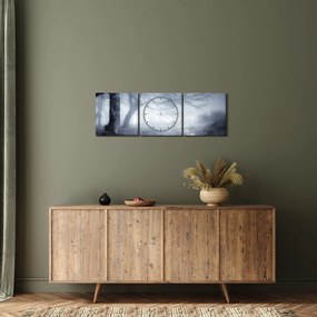 Obraz - Cesta v hmle (s hodinami) (90x30 cm)
