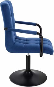 LuxuryForm DESIGN Otočná stolička VERONA BLACK VELUR na čiernom tanieri - modrá