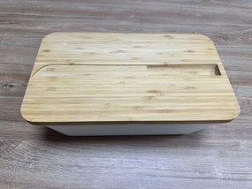 Kesper 2. akosť - Chlebník veľký, s bambusovým vekom a nožom 3v1 - transparentný