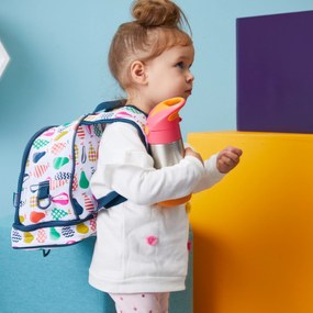 Termoska na pitie so slamkou 350 ml - ružová/oranžová