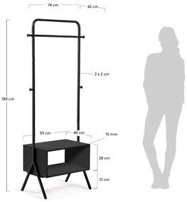 Čierny kovový stojan na oblečenie Kave Home Bently