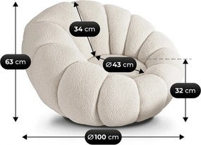 Otáčacie relaxačné kreslo BUONO v krémovej farbe s podnožkou