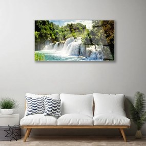 Skleneny obraz Vodopád príroda les 125x50 cm